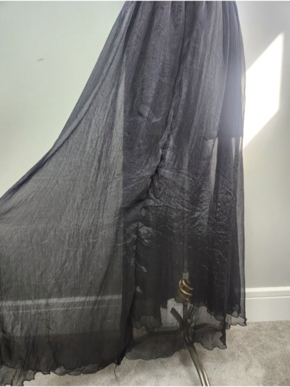 Black Sheer Maxi Dress Prom Grad Whimsygoth Dark Fairy Prom Grad Size Medium - Picture 5 of 12
